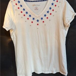 Natural Reflections White Tee with Star Accents